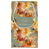 Autumn Sage Green Watercolor Floral Custom Kleine Geschenktüte (Rückseite)
