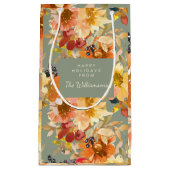 Autumn Sage Green Watercolor Floral Custom Kleine Geschenktüte (Vorderseite)