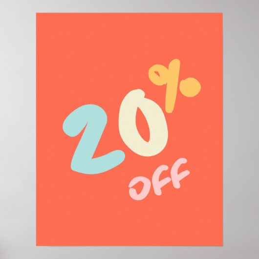 Autumn Sale Sign, Retail Store Signage, 20% Rabatt Poster (Vorne)
