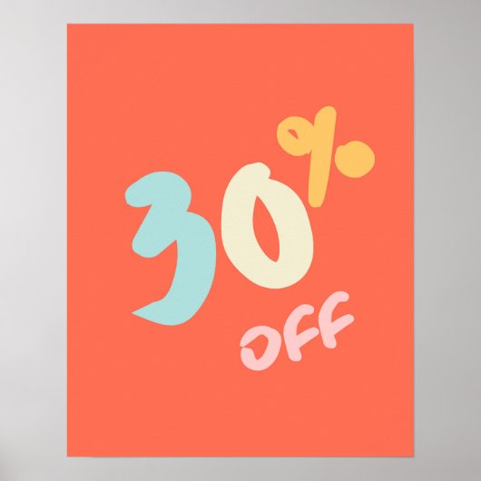 Autumn Sale Sign, Retail Store Signage, 30% Rabatt Poster (Vorne)