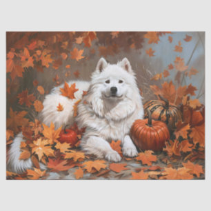 Autumn Samoyed Dog Decoupage Seidenpapier