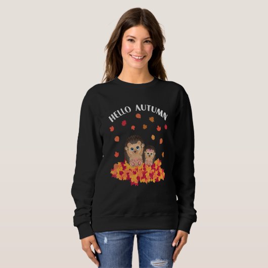 Autumn sayings cute hedgehog sweatshirt (Vorne ganz)