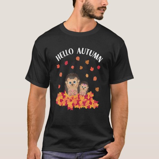Autumn sayings cute hedgehog T-Shirt (Vorderseite)