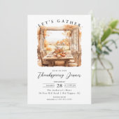 Autumn Scene Thanksgiving Dinner Einladung (Stehend Vorderseite)