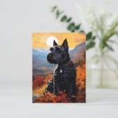 Autumn Scottish Terrier Postkarte (Stehend Vorderseite)