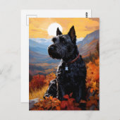 Autumn Scottish Terrier Postkarte (Vorne/Hinten)