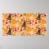 Autumn seamless pattern, cute fall cartoon texture poster (Vorne)