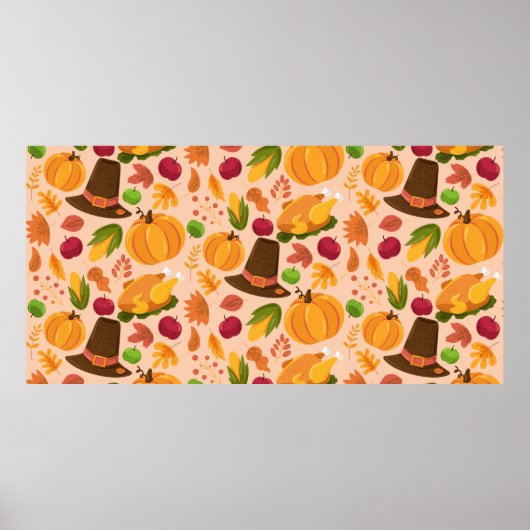 Autumn seamless pattern, cute fall cartoon texture poster (Vorne)