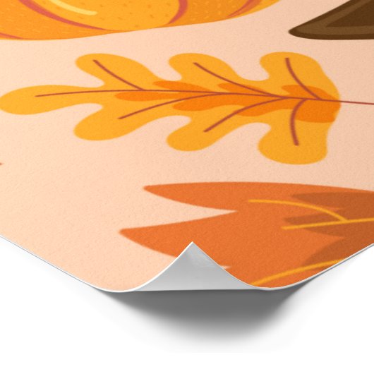 Autumn seamless pattern, cute fall cartoon texture poster (Ecke)