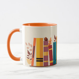 Autumn season cozy book stack Taza Tasse