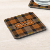 Autumn Seasonal Plaid Monogram Getränkeuntersetzer (Linke Seite)