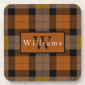 Autumn Seasonal Plaid Monogram Getränkeuntersetzer (Vorderseite)