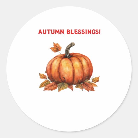 Autumn Sessings Pumpkin mit Herbstlauben Classic Runder Aufkleber (Vorderseite)