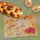 Autumn Shabbat Shalom Hebrew Challah Cutting Board Schneidebrett