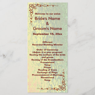 Autumn Shades Green and Yellow Wedding Card Programm