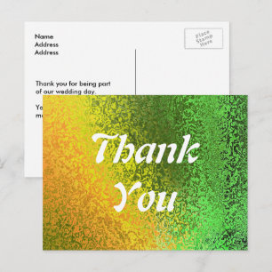 Autumn Shades Green Yellow dank Wedding Postcard Postkarte