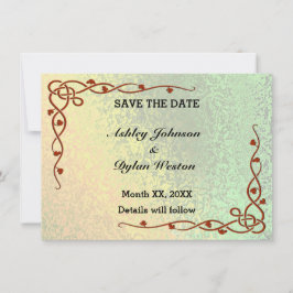 Autumn Shades Green Yellow Save the Date Card Einladung