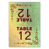 Autumn Shades Green Yellow Wed Falted Table Card Tischnummer (Vorderseite)