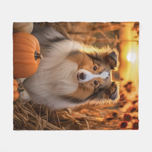 Autumn Sheltie Fleecedecke (Vorderseite (Horizontal))