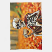 Autumn Skeleton Coffee Break Design Geschirrtuch (Vertikal)