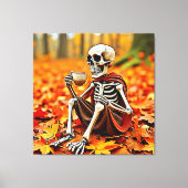 Autumn Skeleton Coffee Break Design Leinwanddruck (Vorderseite)