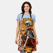 Autumn Skeleton Coffee Break Design Schürze (Getragen)