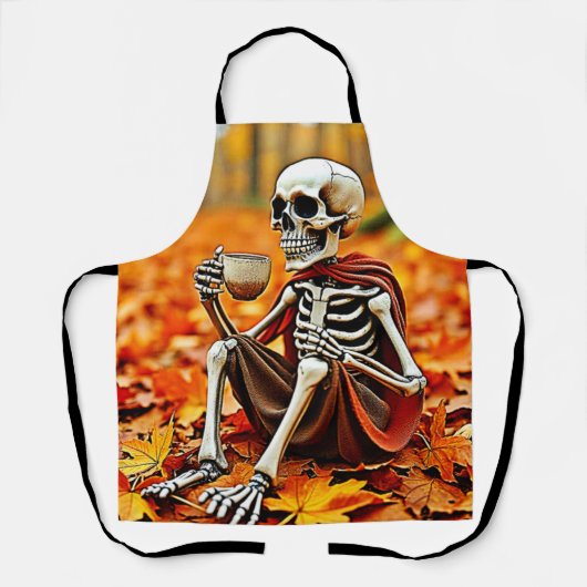 Autumn Skeleton Coffee Break Design Schürze (Vorderseite)