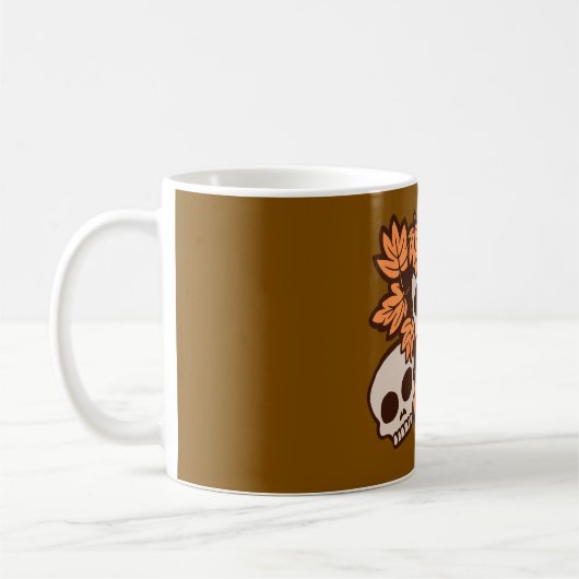 Autumn Skulls with Fall Leaves Wreath Seasonal Fun Kaffeetasse (Links)
