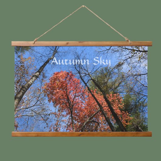 Autumn Sky farbenfrohe Fall Trees Fotografy Wandteppich Mit Holzrahmen