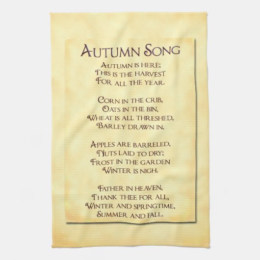 Autumn Song Erntedank Gedicht Küchentuch (Vertikal)