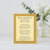 Autumn Song Erntedank Gedicht Postcard Feiertagspostkarte (Stehend Vorderseite)