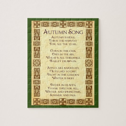 Autumn Song Erntedank Harvest Gedicht Puzzle (Vertikal)