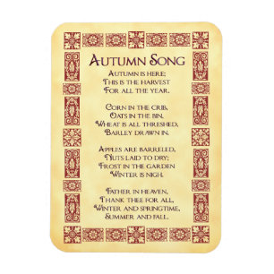 Autumn Song Red Art Erntedank Gedicht Magnet