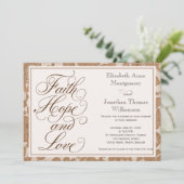 Autumn Spitzen Script Faith Hope & Liebe Wedding Einladung (Stehend Vorderseite)