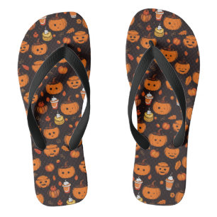 Autumn Spooky Pumpkin Pizzazz Party Badesandalen