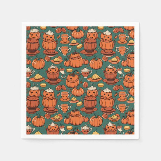 Autumn Spooky Pumpkin Pizzazz Party Serviette (Vorderseite)