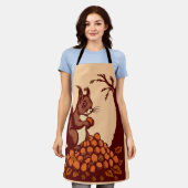 🐿️ Autumn Squirrel All-Over Print Apron - Peach Schürze (Getragen)