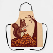 🐿️ Autumn Squirrel All-Over Print Apron - Peach Schürze (Vorderseite)