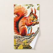 Autumn Squirrel Art Badhandtuch Set (Handtuch)