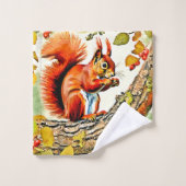 Autumn Squirrel Art Badhandtuch Set (Waschlappen)