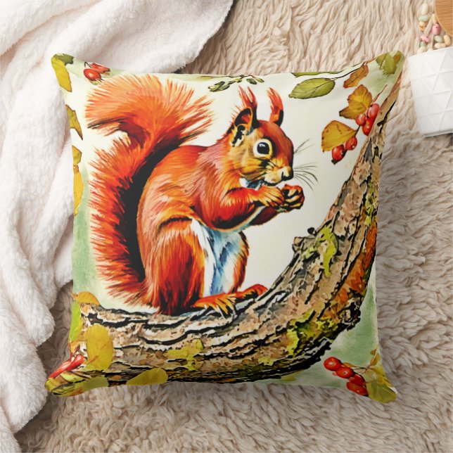 Autumn Squirrel Art Kissen (Decke)