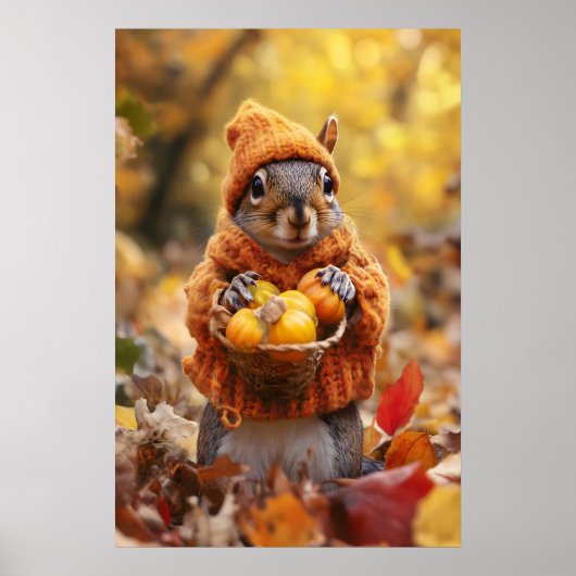 Autumn Squirrel Art Print, Cozy Fall Poster (Vorne)
