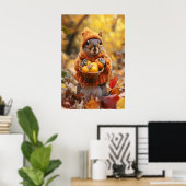 Autumn Squirrel Art Print, Cozy Fall Poster (Heimbüro)