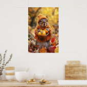 Autumn Squirrel Art Print, Cozy Fall Poster (Küche)