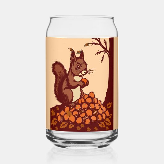 🐿️ Autumn Squirrel Can Shaped Glass Dosenglas (Vorderseite)
