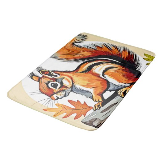 Autumn Squirrel Charm Design Badematte (Schrägansicht)