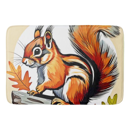 Autumn Squirrel Charm Design Badematte (Vorderseite)