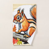 Autumn Squirrel Charm Design Badhandtuch Set (Handtuch)
