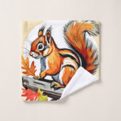 Autumn Squirrel Charm Design Badhandtuch Set (Waschlappen)