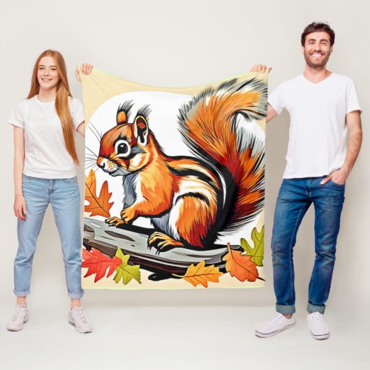 Autumn Squirrel Charm Design Fleecedecke (Beispiel)